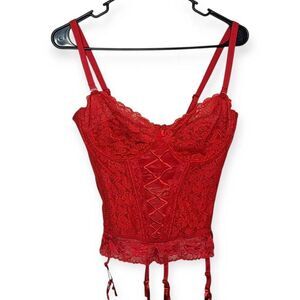 Body Flirt Women's Vintage Y2K Corset Top size US 38 C Red Lace